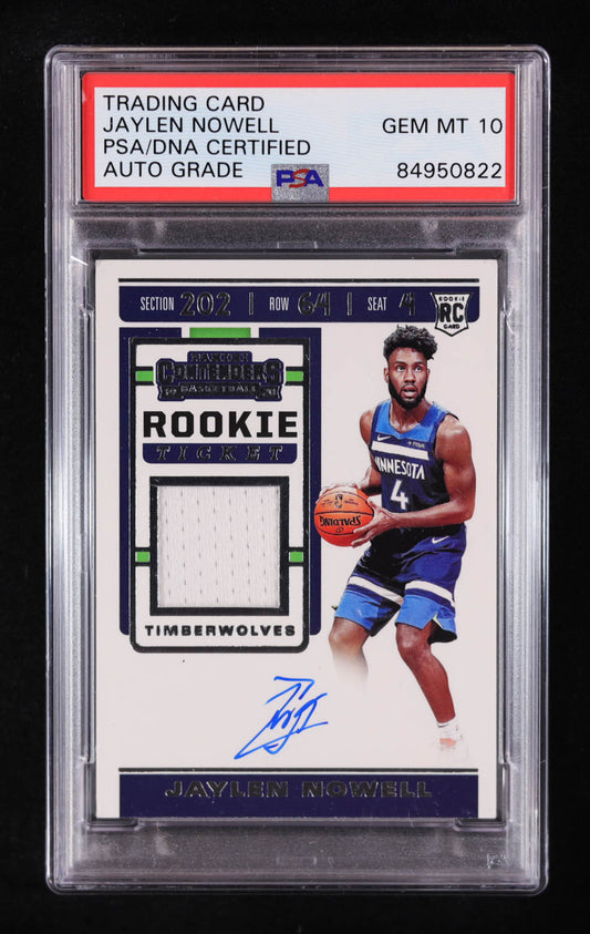 Jaylen Nowell Signed 2019-20 Panini Contenders Rookie Ticket Swatches #13 RC (PSA | Auto Grade PSA 10) Autograph Graded PSA 10 | Rookie Card