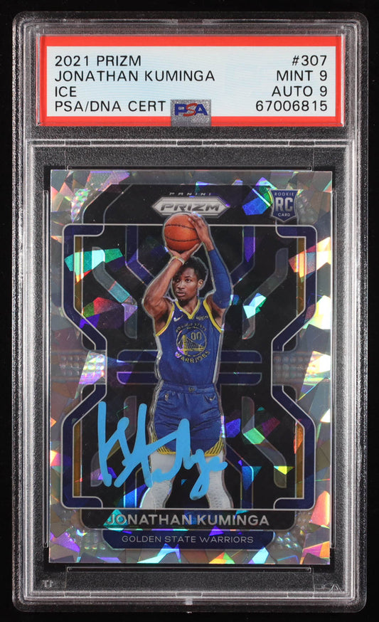 Jonathan Kuminga Signed 2021 Panini Prizm Ice #307 RC (PSA 9 | Auto 9) Rookie Card