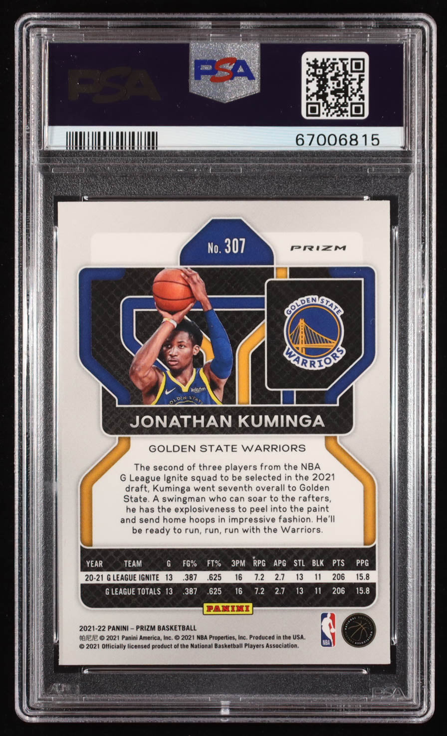 Jonathan Kuminga Signed 2021 Panini Prizm Ice #307 RC (PSA 9 | Auto 9) Rookie Card