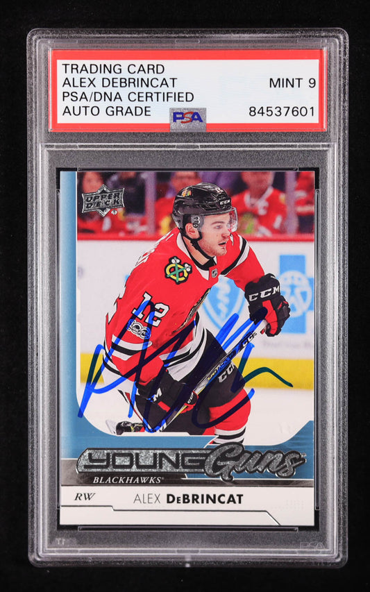 Alex DeBrincat Signed 2017-18 Upper Deck #221 YG RC (PSA 9) Rookie Card - Young Guns