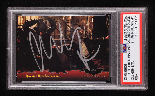 Christian Bale Signed 2005 Topps Batman Begins Movie Rematch With Scarecrow #59 RC (PSA Authentic) - Rookie Card