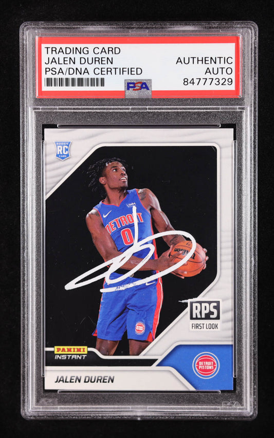 Jalen Duren Signed 2022-23 Panini Instant RPS First Look #RPS12 RC (PSA Authentic) Rookie Card