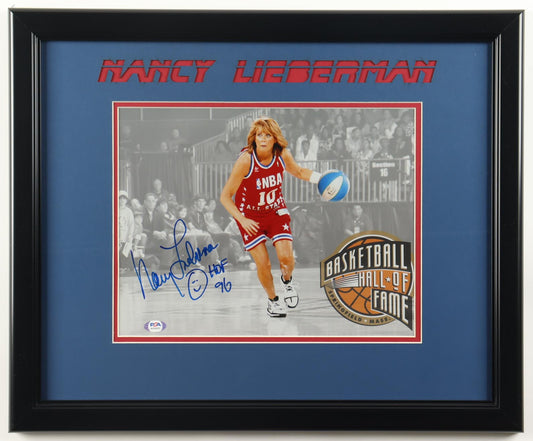 Nancy Lieberman Signed (PSA) Custom Framed Photo Display Inscribed "HOF 96"