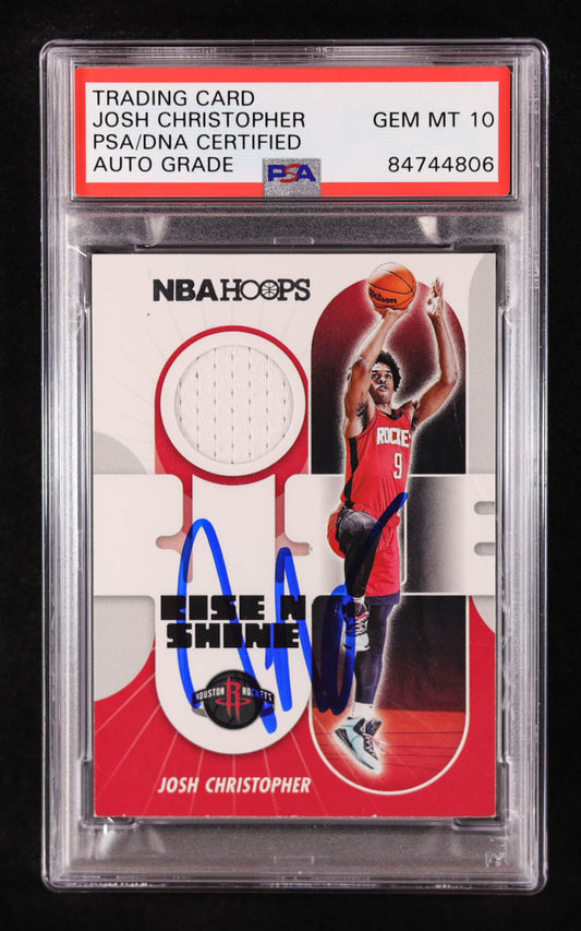 Josh Christopher Signed 2021-22 Hoops Rise N Shine Memorabilia #15 RC (PSA 10) Rookie Card