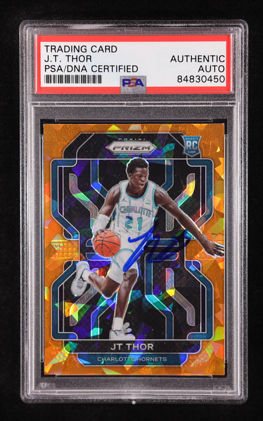 JT Thor Signed 2021-22 Panini Prizm Prizms Orange Ice #272 RC (PSA Authentic) Rookie Card