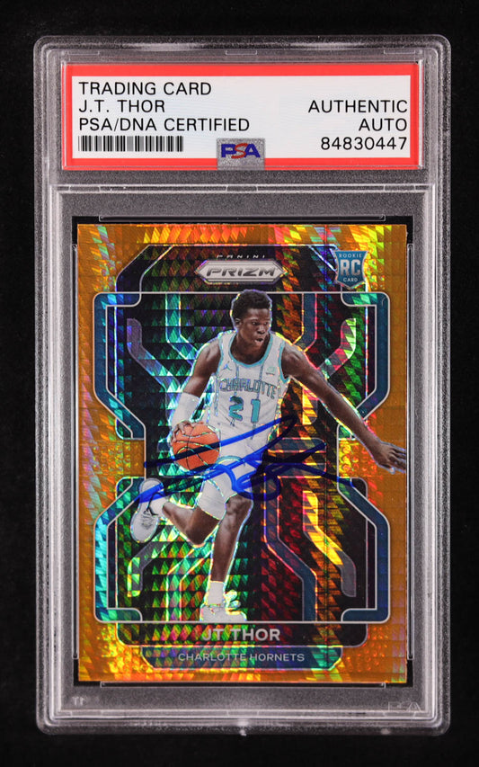 JT Thor Signed 2021-22 Panini Prizm Prizms Factory Set Orange Hyper #272 RC (PSA Authentic) Rookie Card