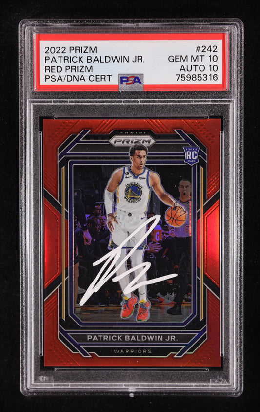Patrick Baldwin Jr Signed 2022-23 Panini Prizm Prizms Red #242 #137/299 RC (PSA 10) Rookie Card | Auto Graded PSA 10 | Serially Numbered # 137 / 299