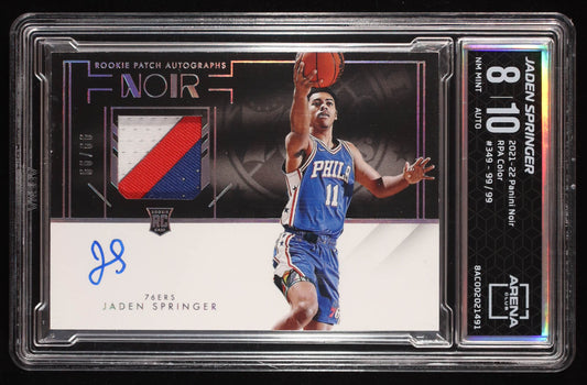 Jaden Springer Signed 2021-22 Panini Noir #349 #99/99 RC (Arena Club 8) Rookie Card | Serially Numbered # 99 / 99 | Auto Grade Arena Club 10