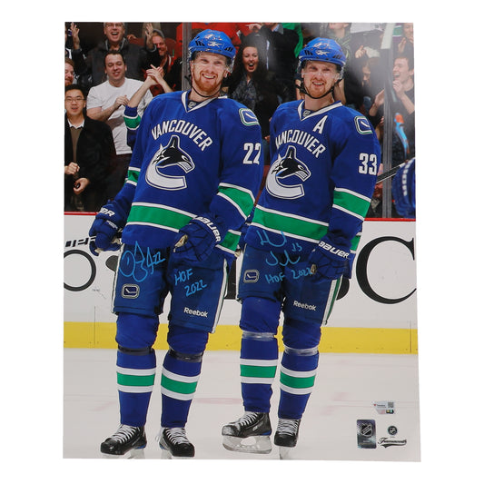 Daniel Sedin & Henrik Sedin Signed (Fanatics) Canucks 16x20 Photo Inscribed "HOF 2022"