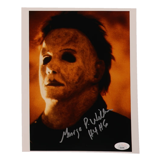 George P. Wilbur Signed (JSA) "Halloween" 8x10 Photo Inscribed "H4 H6" - Micheal Myers