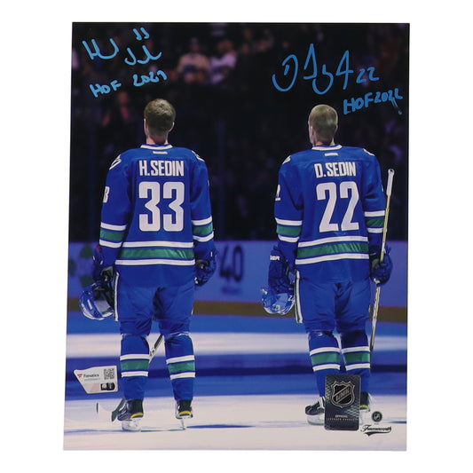 Henrik Sedin & Daniel Sedin Signed (Fanatics) Canucks 8x10 Photo Inscribed "HOF 2022"