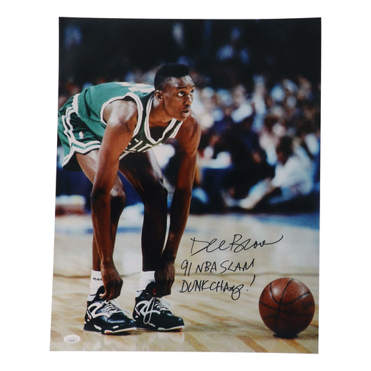 Dee Brown Signed (JSA) Celtics 16x20 Photo Inscribed "91 NBA Slam Dunk Champ!"