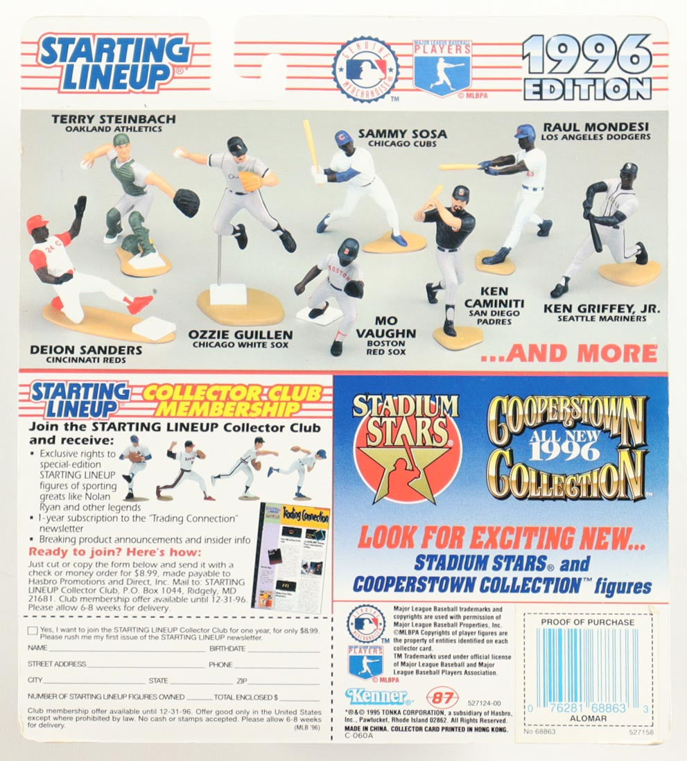 Roberto Alomar Signed (JSA) Blue Jays 1996 "Star Fielders" Starting Lineup Cooperstown Collection 4" Figure With Trading Card (JSA)