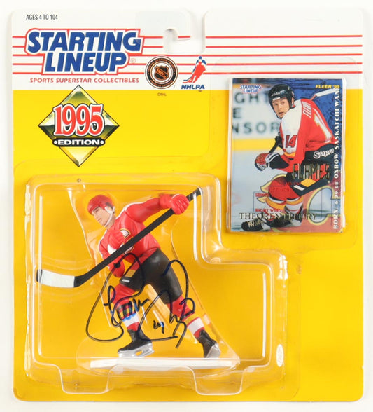 Theoren Fleury Signed (JSA) Flames 1995 Starting Lineup 4" Figure With Trading Card