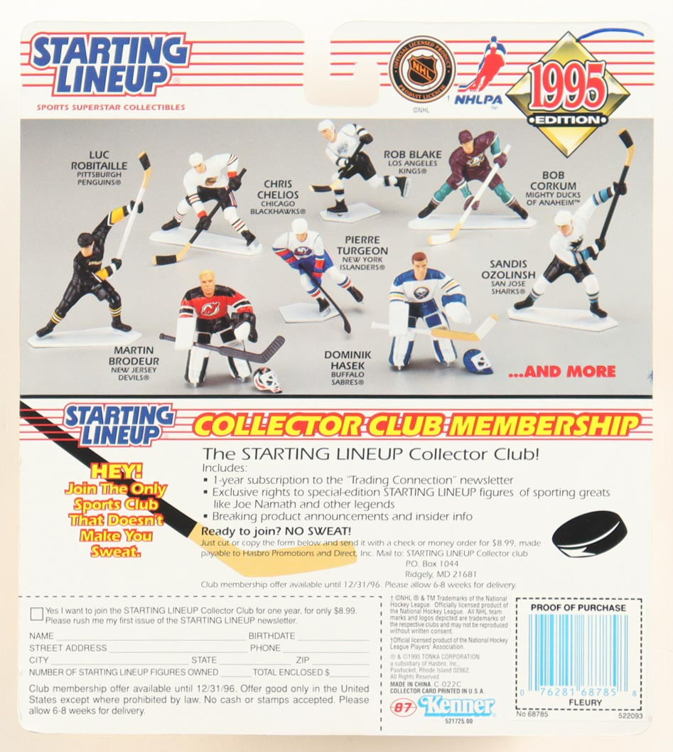 Theoren Fleury Signed (JSA) Flames 1995 Starting Lineup 4" Figure With Trading Card