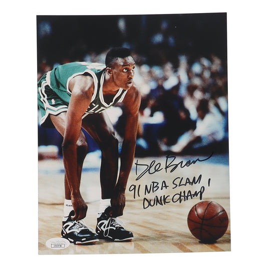 Dee Brown Signed Celtics 11x14 Photo Inscribed "91 NBA Slam Dunk Champ!" (JSA)