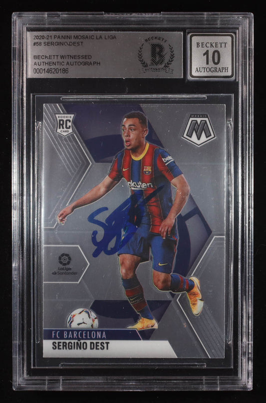 Sergino Dest Signed 2020-21 Panini Mosaic La Liga #58 RC (BGS | Auto 10) Rookie Card | Beckett Witnessed