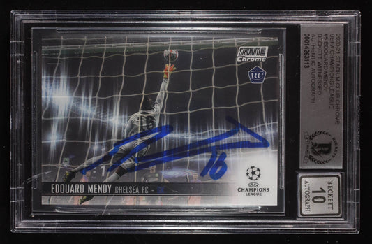 Edouard Mendy Signed 2020-21 Stadium Club Chrome UEFA Champions League #5 RC (BGS | Auto 10) Rookie Card | Beckett Witnessed