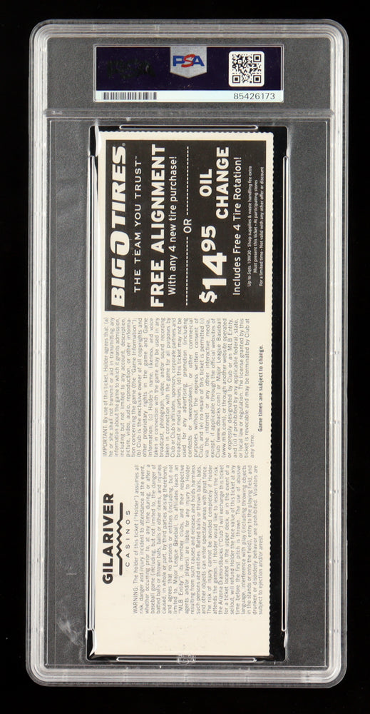 Matt Harvey Signed 2012 Diamondbacks Ticket Inscribed "MLB Debut 1st MLB Win 11 K's" (PSA)