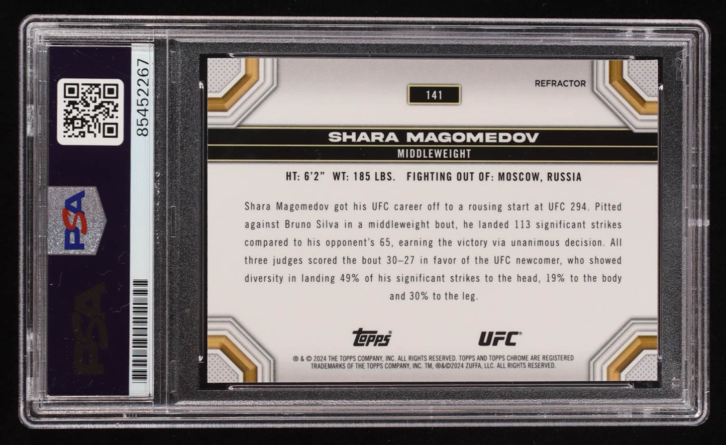 Shara Magomedov Signed 2024 Topps Chrome UFC Refractors #141 RC (PSA Authentic) Rookie Card