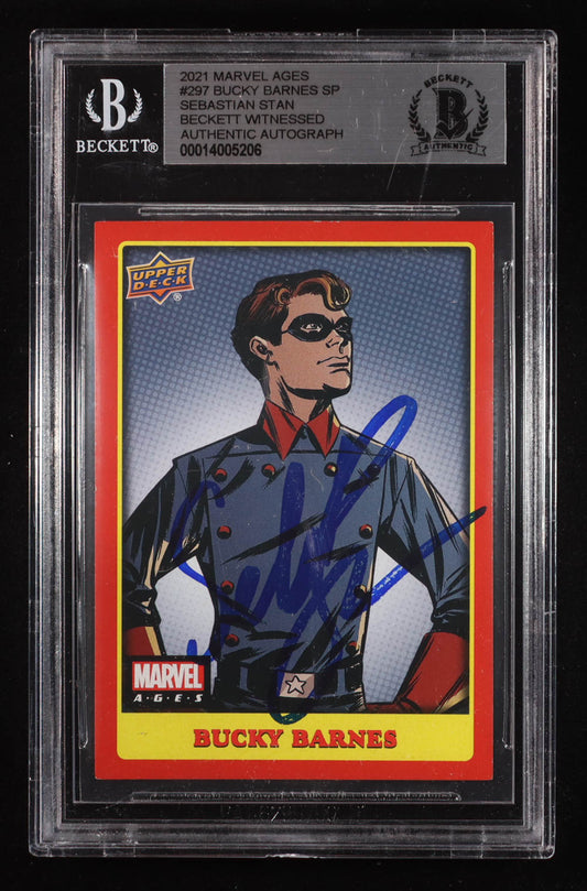 Sebastian Stan Signed Bucky Barnes 2021 Upper Deck Marvel Ages #297 SP (BGS)