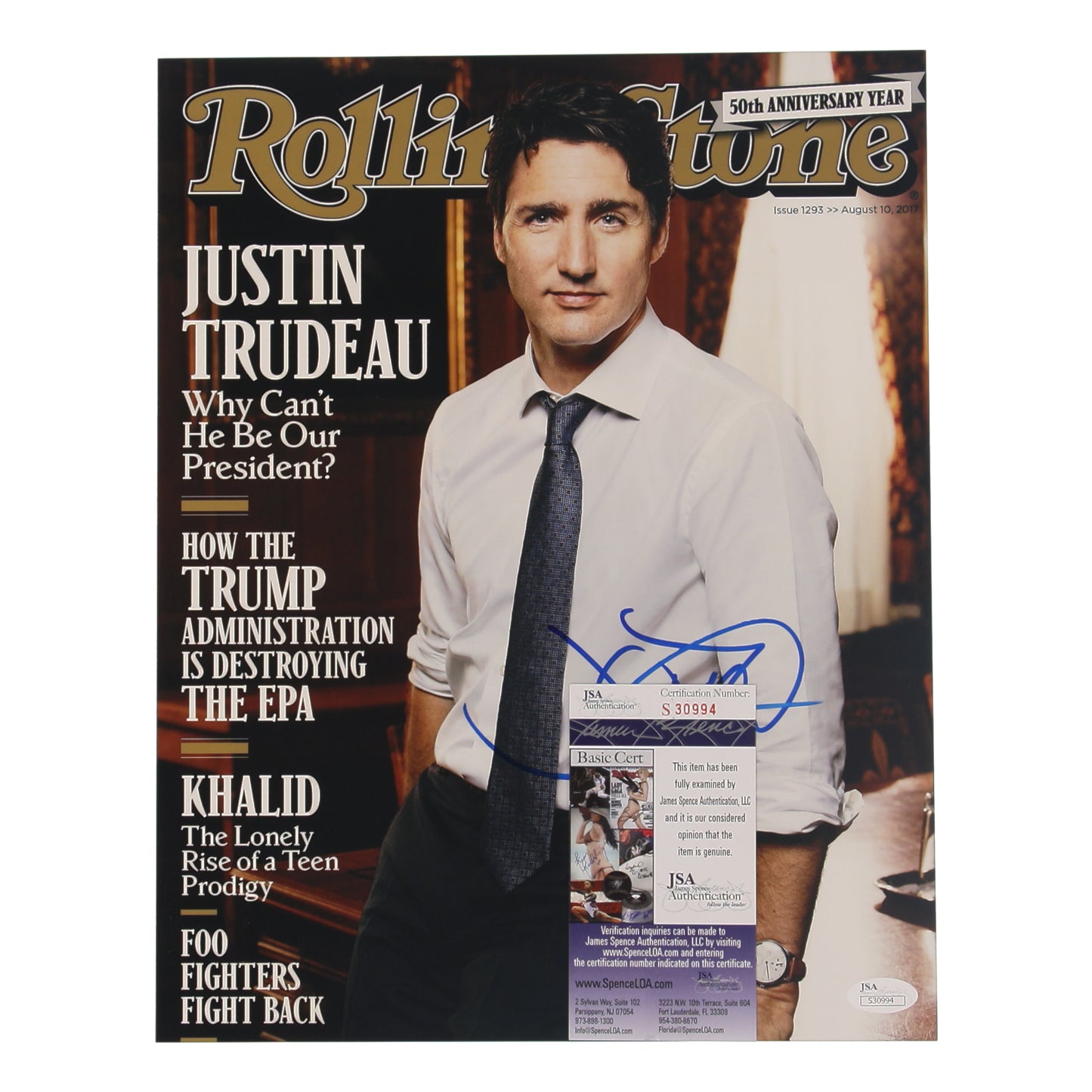 Justin Trudeau Signed (JSA) "Rolling Stone" 11x14 Photo - 23rd Prime Minister of Canada