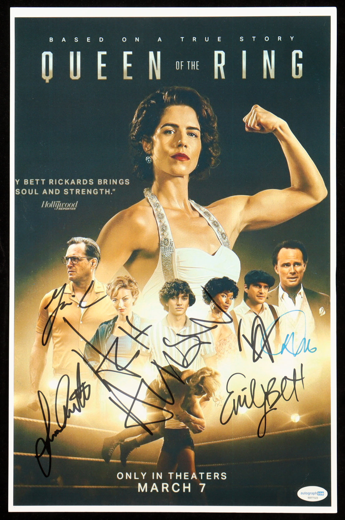 "Queen Of The Ring" 11x17 Photo Cast-Signed (ACOA) By (6) With Ash Avildsen, Emily Bett Rickards, Francesca Eastwood & Gavin Casalegno