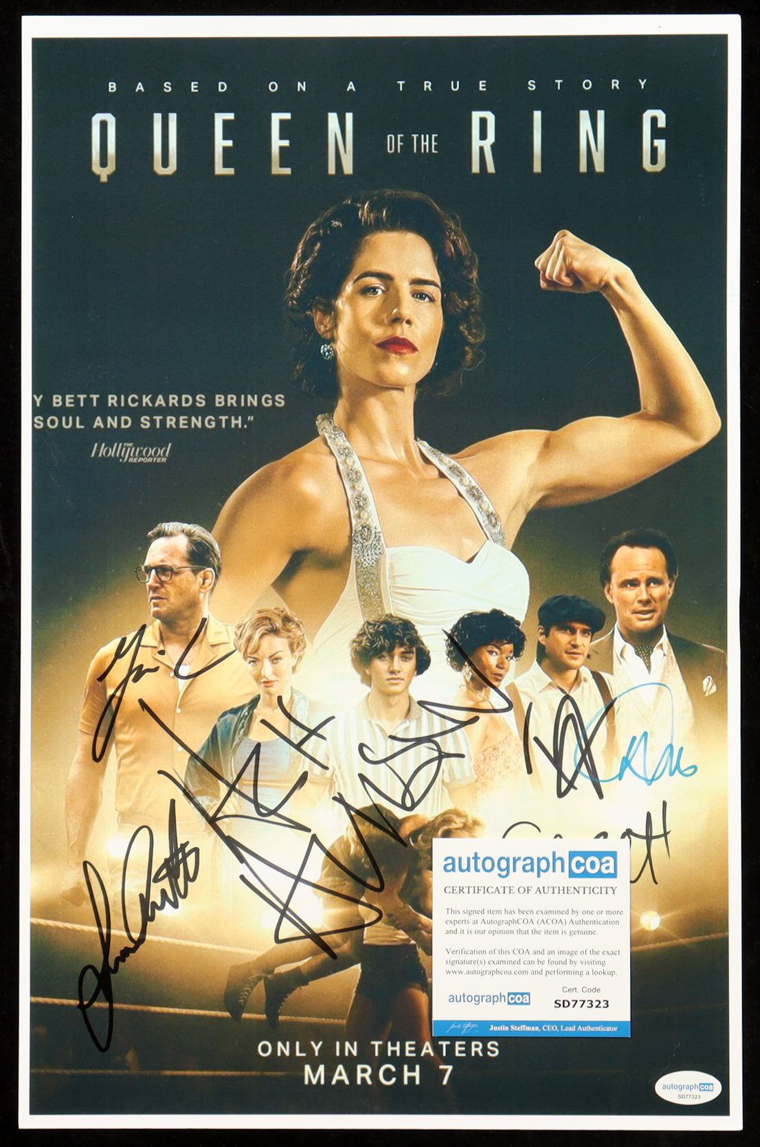 "Queen Of The Ring" 11x17 Photo Cast-Signed (ACOA) By (6) With Ash Avildsen, Emily Bett Rickards, Francesca Eastwood & Gavin Casalegno