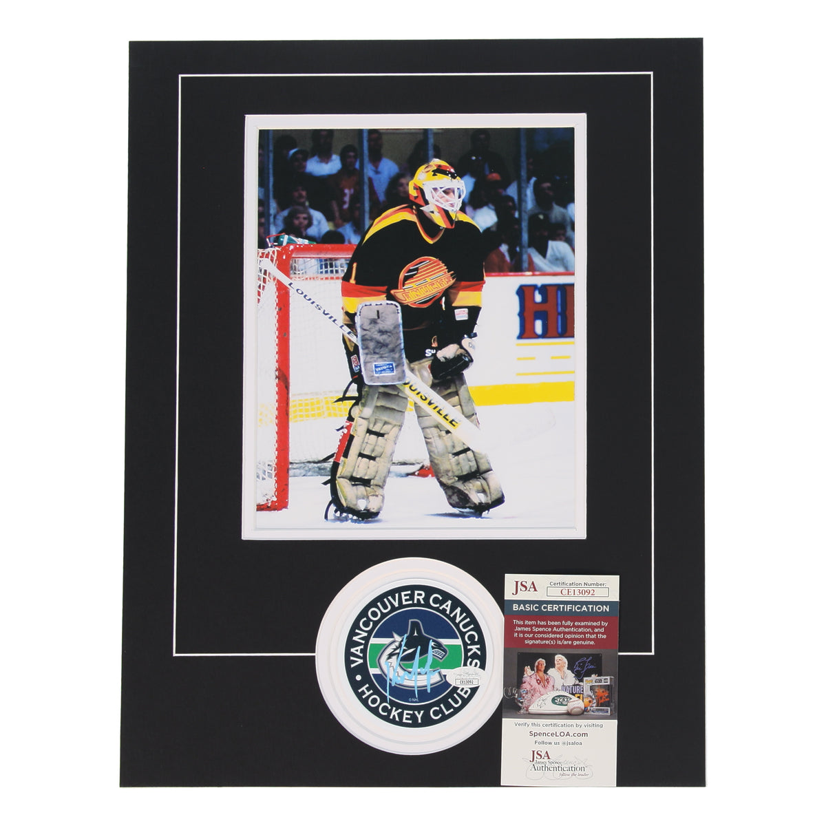 Kirk McLean Signed (JSA) Cut Lithograph Display with 8x10 Photo