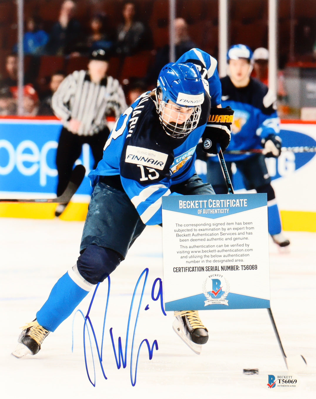 Jesse Puljujärvi Signed Team Finland 8x10 Photo (Beckett)