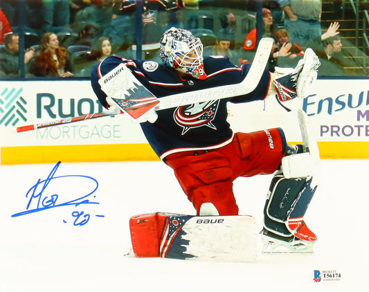 Elvis Merzlikins Signed Blue Jackets 8x10 Photo (Beckett)