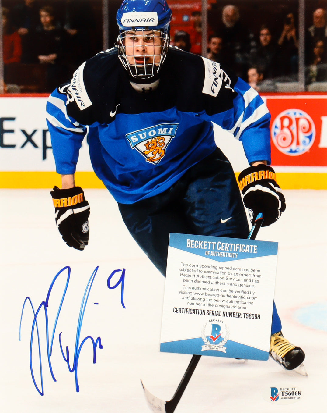 Jesse Puljujärvi Signed (Beckett) Team Finland 8x10 Photo