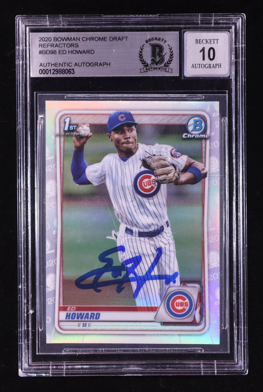 Ed Howard Signed 2020 Bowman Chrome Draft #BD98 RC (BGS | Auto Grade 10) Rookie Card
