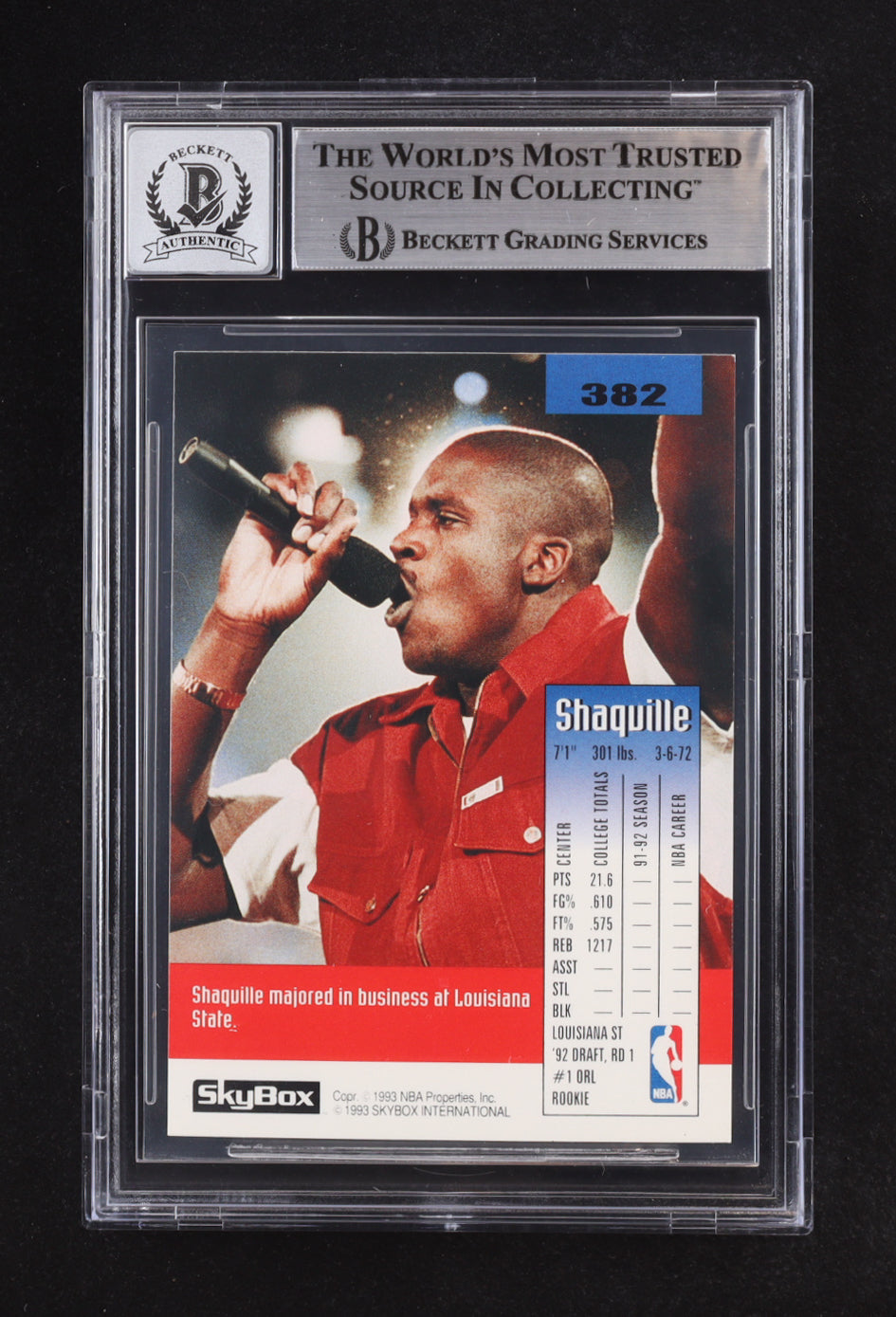 Shaquille O'Neal Signed 1992-93 SkyBox #382 SP RC (BGS | Auto Grade BGS 10) Rookie Card | Autograph Graded BGS 10