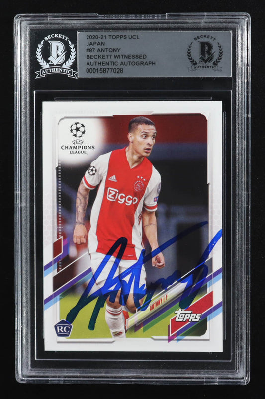 Antony Signed 2020-21 Topps UEFA Champions League Japanese #87 RC (Beckett) Beckett Witnessed | Rookie Card