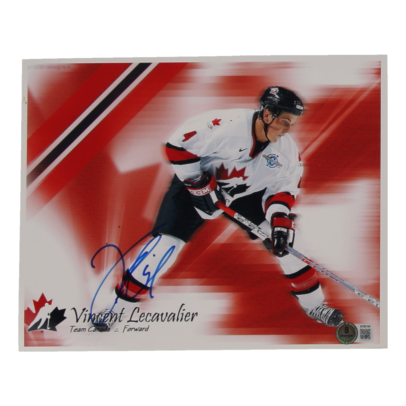 Vincent Lecavalier Signed Team Canada 8x10 Photo (Beckett)