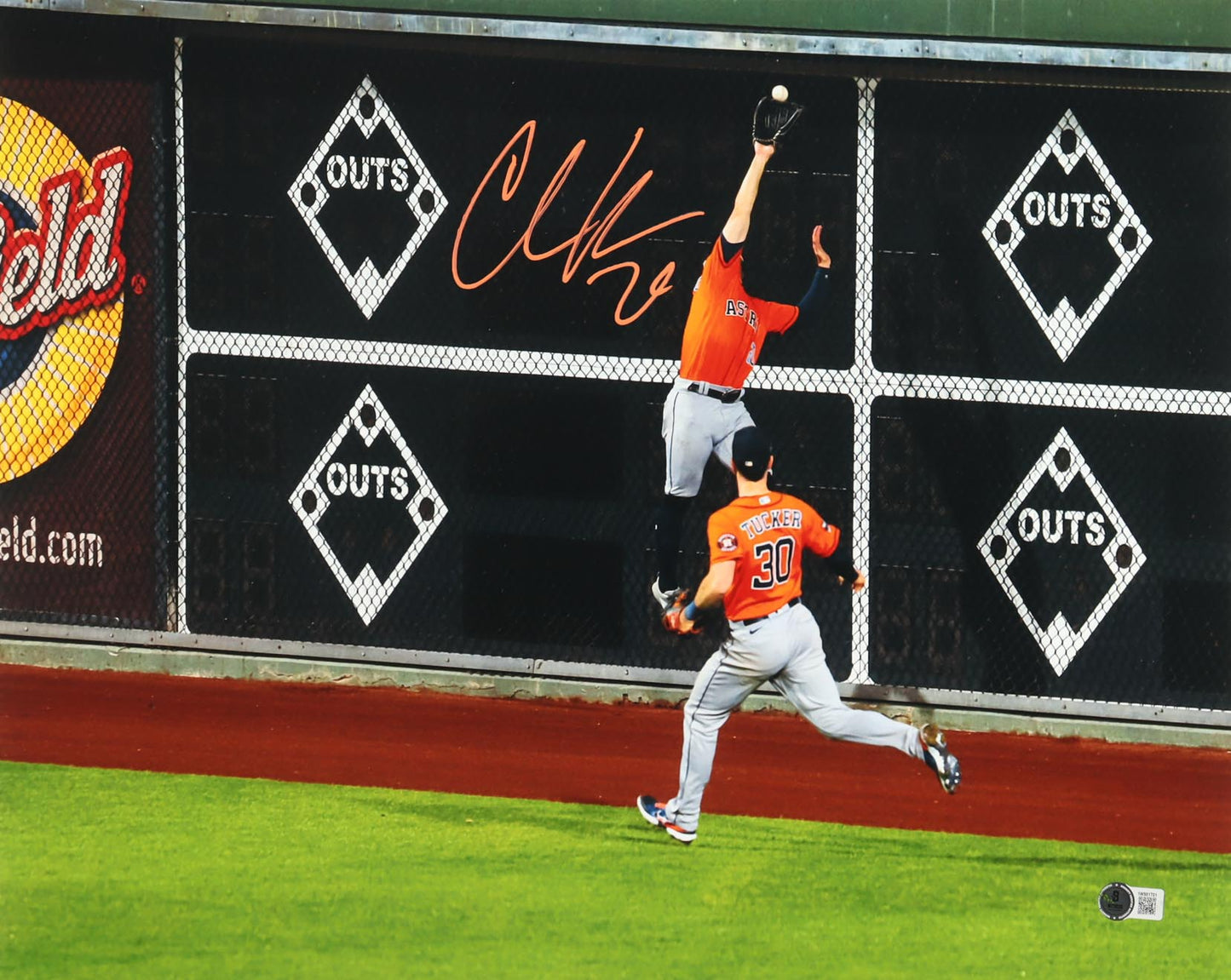 Chas McCormick Signed (Beckett) Astros 16x20 Photo - Beckett Witnessed