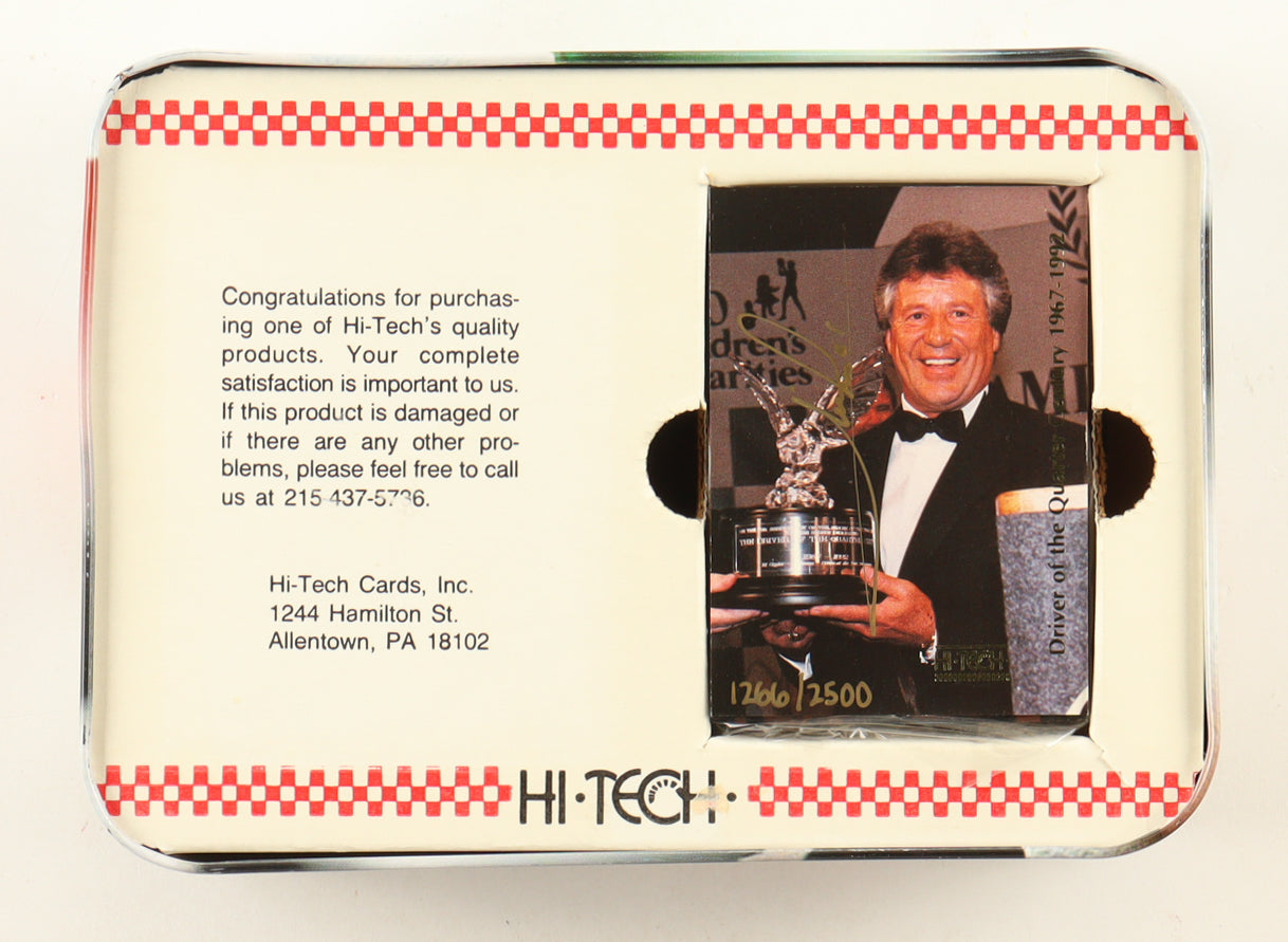 Mario Andretti Signed LE Hi-Tech Driver of the Quarter Century #52 With Display Tin & (52) Card Set (Beckett)