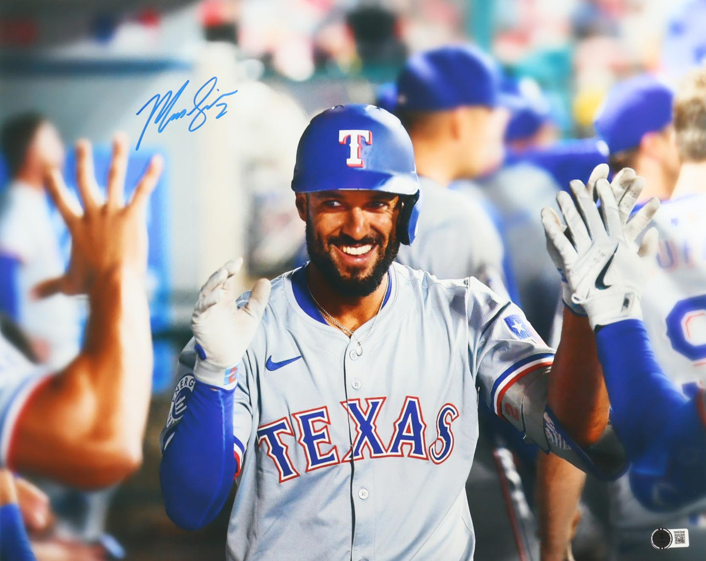 Marcus Semien Signed Rangers 16x20 Photo (Beckett) - Beckett Witnessed