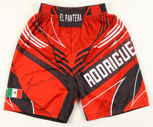 Yair Rodriguez Signed (Beckett) "El Pantera" Custom Fight Shorts - Beckett Witnessed