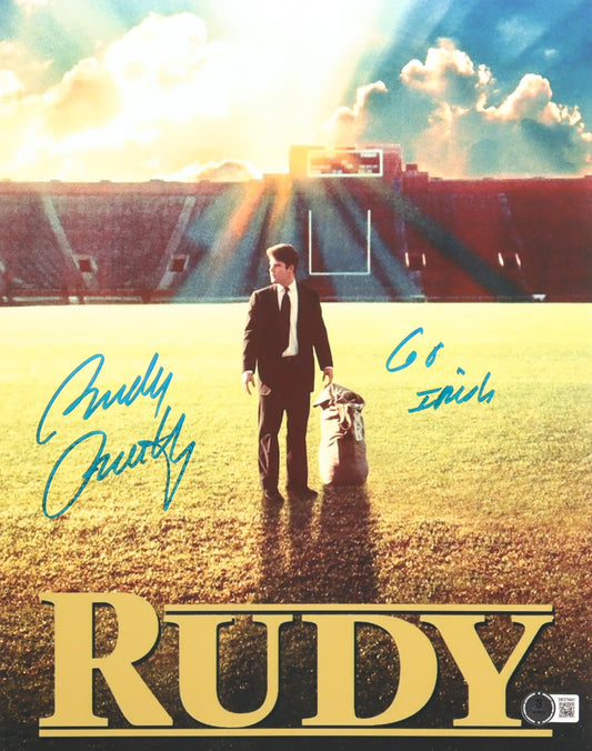 Rudy Ruettiger Signed (Beckett) "Rudy" 11x14 Photo Inscribed "Go Irish" - Beckett Witnessed