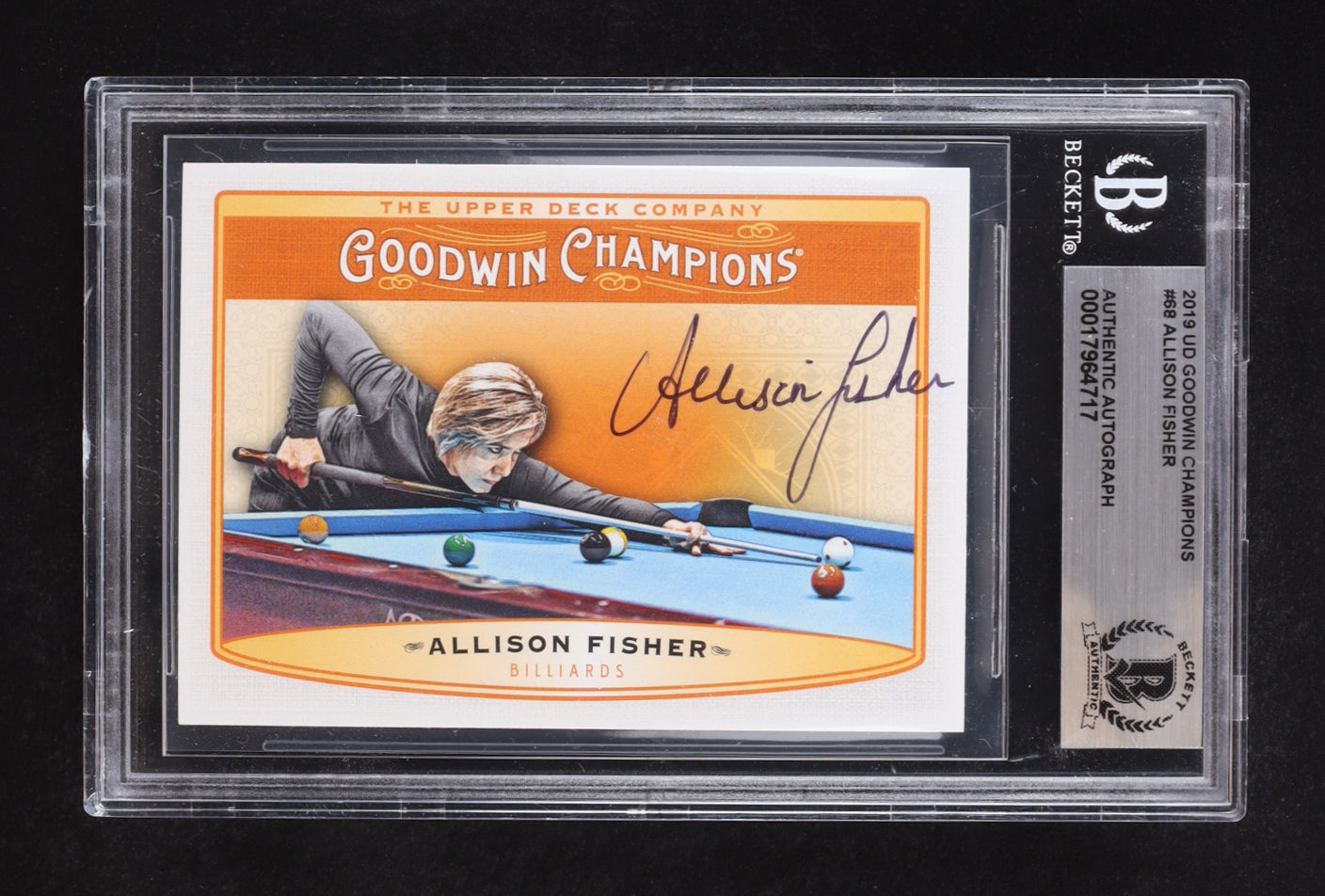 Allison Fisher Signed 2019 UD Goodwin Champions #68 (BGS)