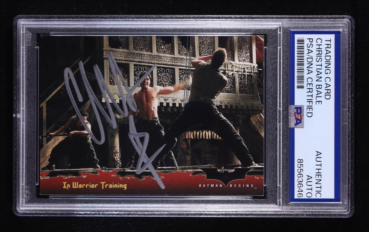Christian Bale Signed 2005 Topps Batman Begins Movie #30 In Warrior Training (PSA Authentic) Bruce Wayne / Batman