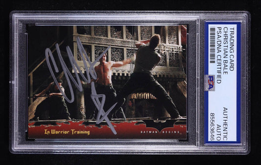 Christian Bale Signed 2005 Topps Batman Begins Movie #30 In Warrior Training (PSA Authentic) Bruce Wayne / Batman