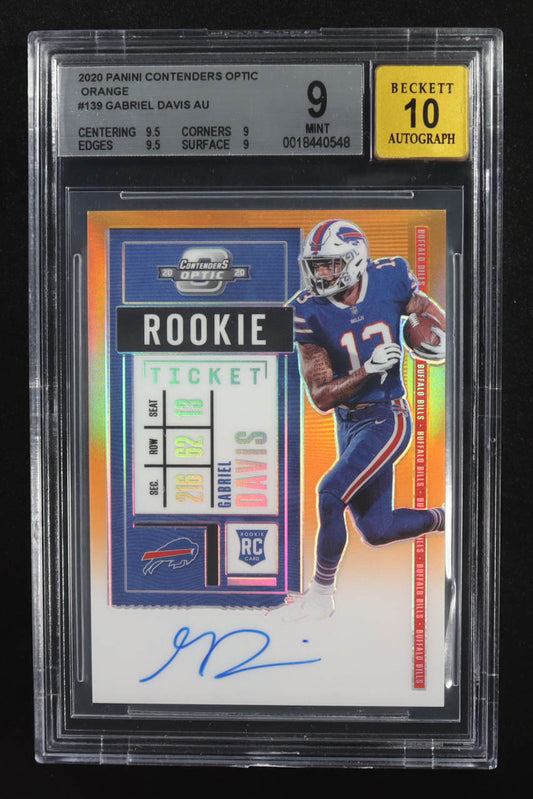 Gabriel Davis 2020 Panini Contenders Optic Autographs Orange #139 RC #39/50 (BGS 9 | Autograph Grade 10) Rookie Card / Serially Numbered #39 / 50