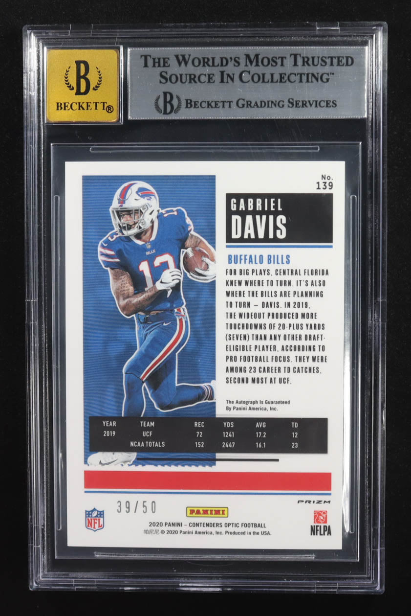 Gabriel Davis 2020 Panini Contenders Optic Autographs Orange #139 RC #39/50 (BGS 9 | Autograph Grade 10) Rookie Card / Serially Numbered #39 / 50
