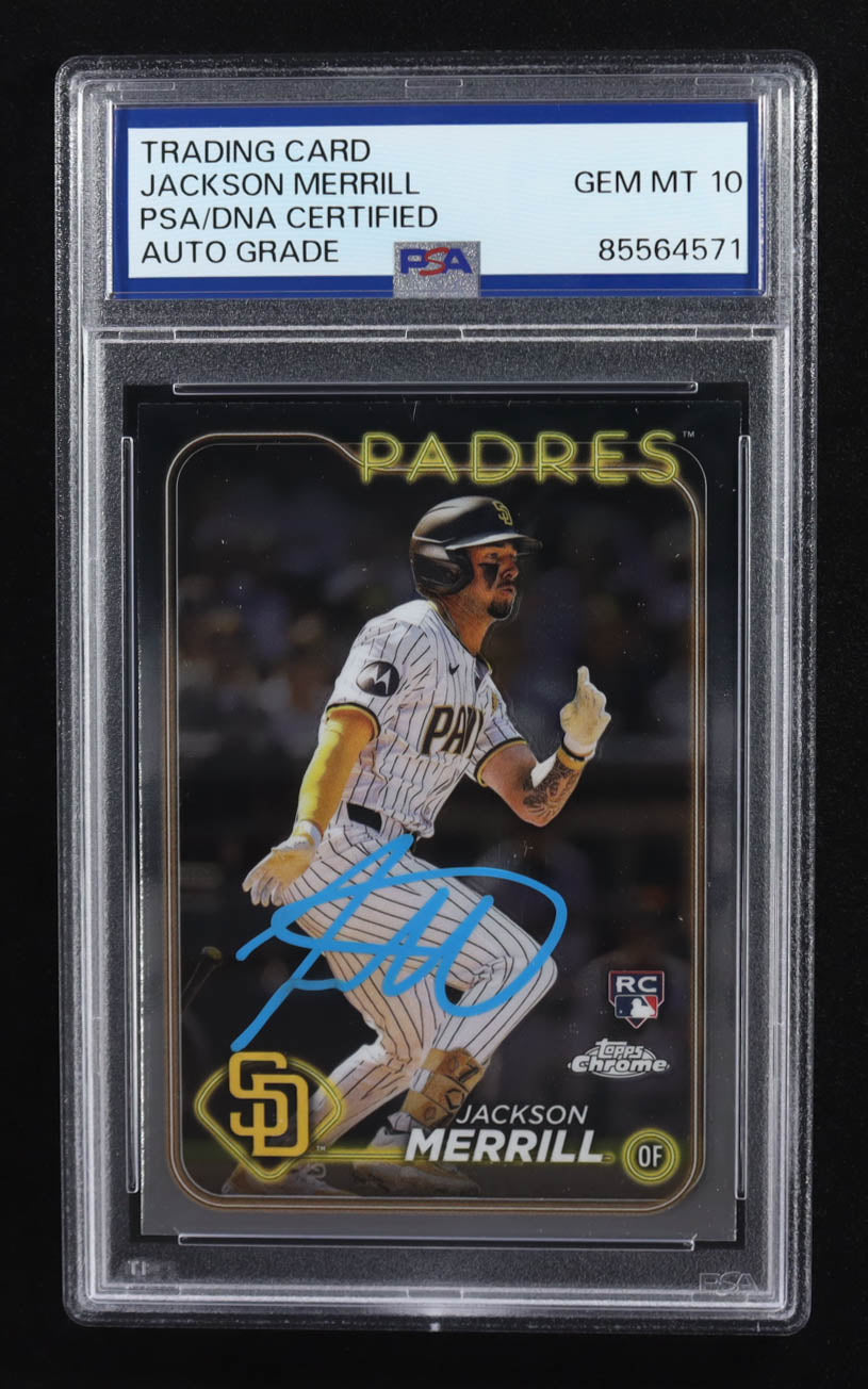 Jackson Merrill Signed 2024 Topps Chrome #207 RC (PSA | Autograph Graded PSA 10) Rookie Card | Autograph Graded PSA 10