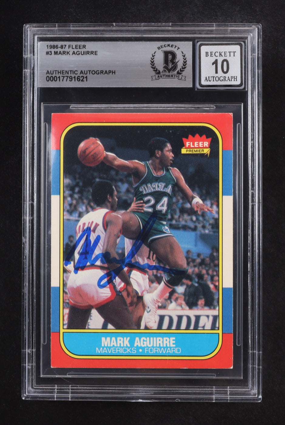 Mark Aguirre Signed 1986-87 Fleer #3 RC (BGS | Auto 10) Rookie Card