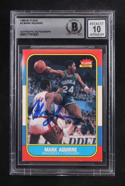 Mark Aguirre Signed 1986-87 Fleer #3 RC (BGS | Auto 10) Rookie Card