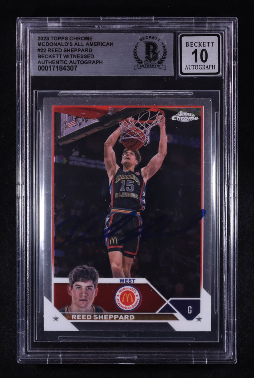 Reed Sheppard Signed 2023 Topps Chrome McDonald's All American #22 RC (Beckett | Auto Grade Beckett 10) Autograph Grade Beckett 10 | Beckett Witnessed | Rookie Card